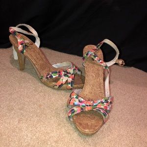 Floral cork heels